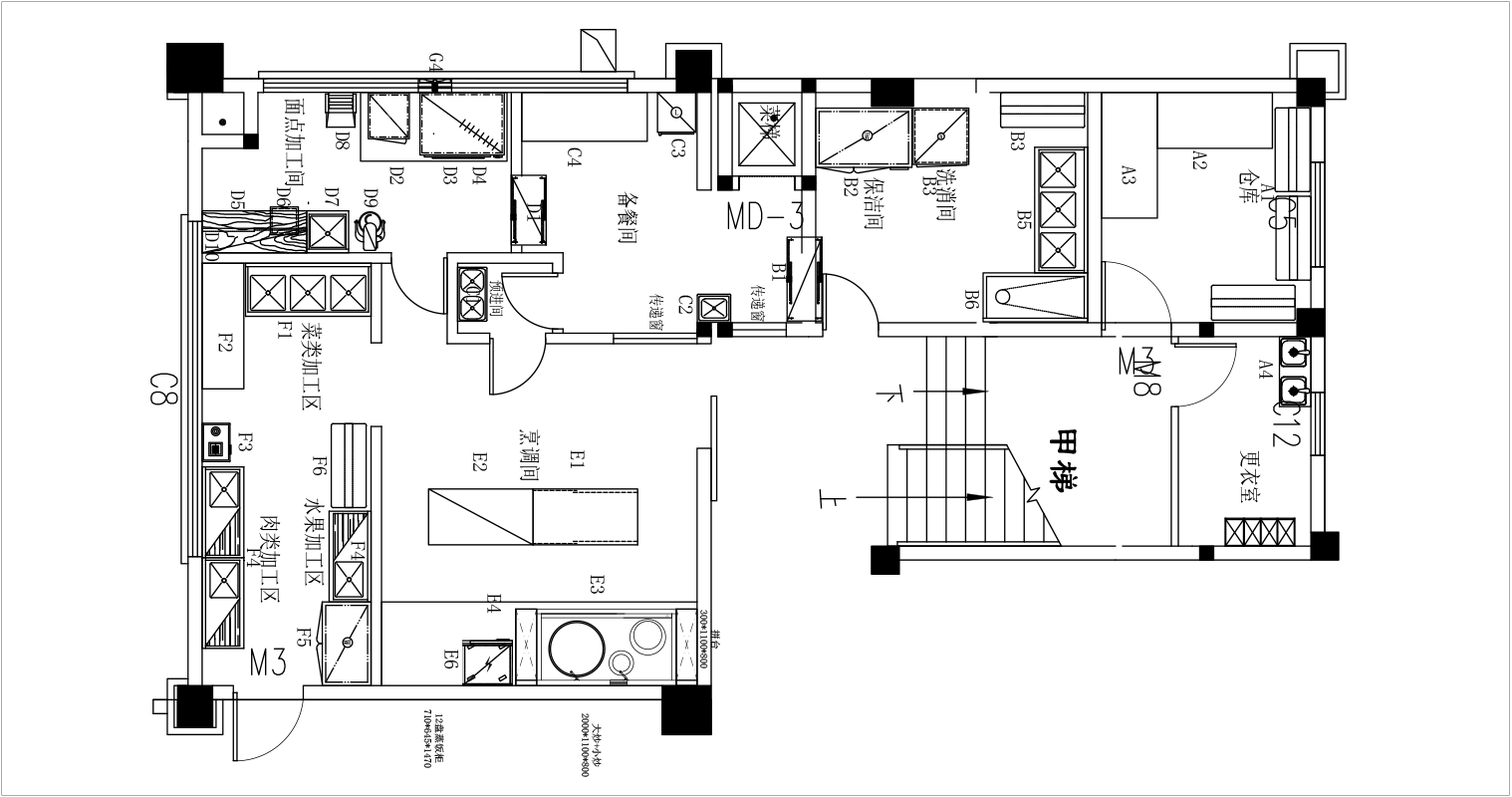 根据环保要求和水电接驳，对后厨合理规划