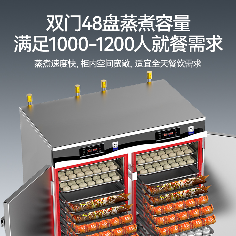 麦大厨商用蒸柜48盘变频款双门电热蒸箱蒸饭车全自动蒸饭柜